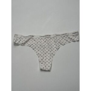Laura Ashley White Floral Thong Panties Women's Intimates Underwear Small